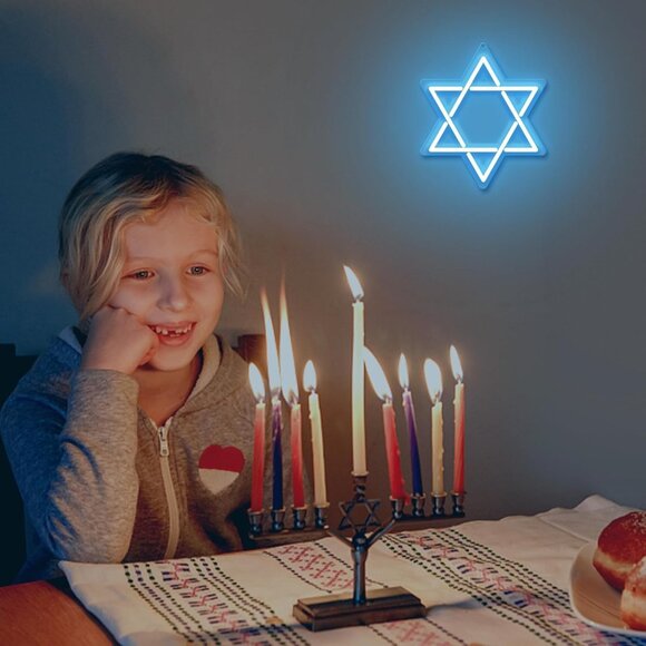 Star of David Neon Sign Hanukkah LED Wall Decor Jewish Light for Home Gift - Picture 3 of 8
